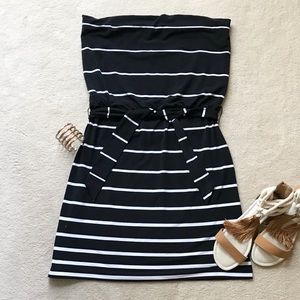 White House Black Market Black White Striped Dress